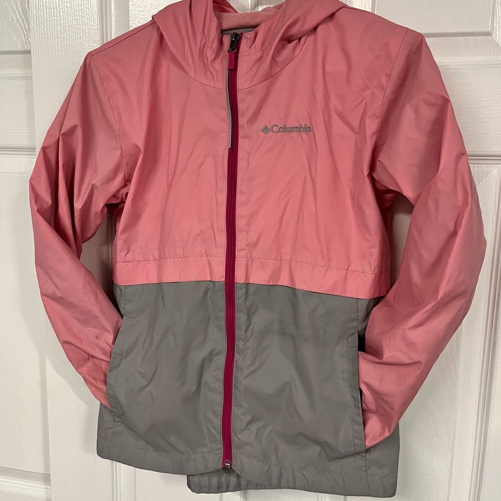 Columbia Girls Jacket Size L 12/14 Pink Fleece Lined Hooded